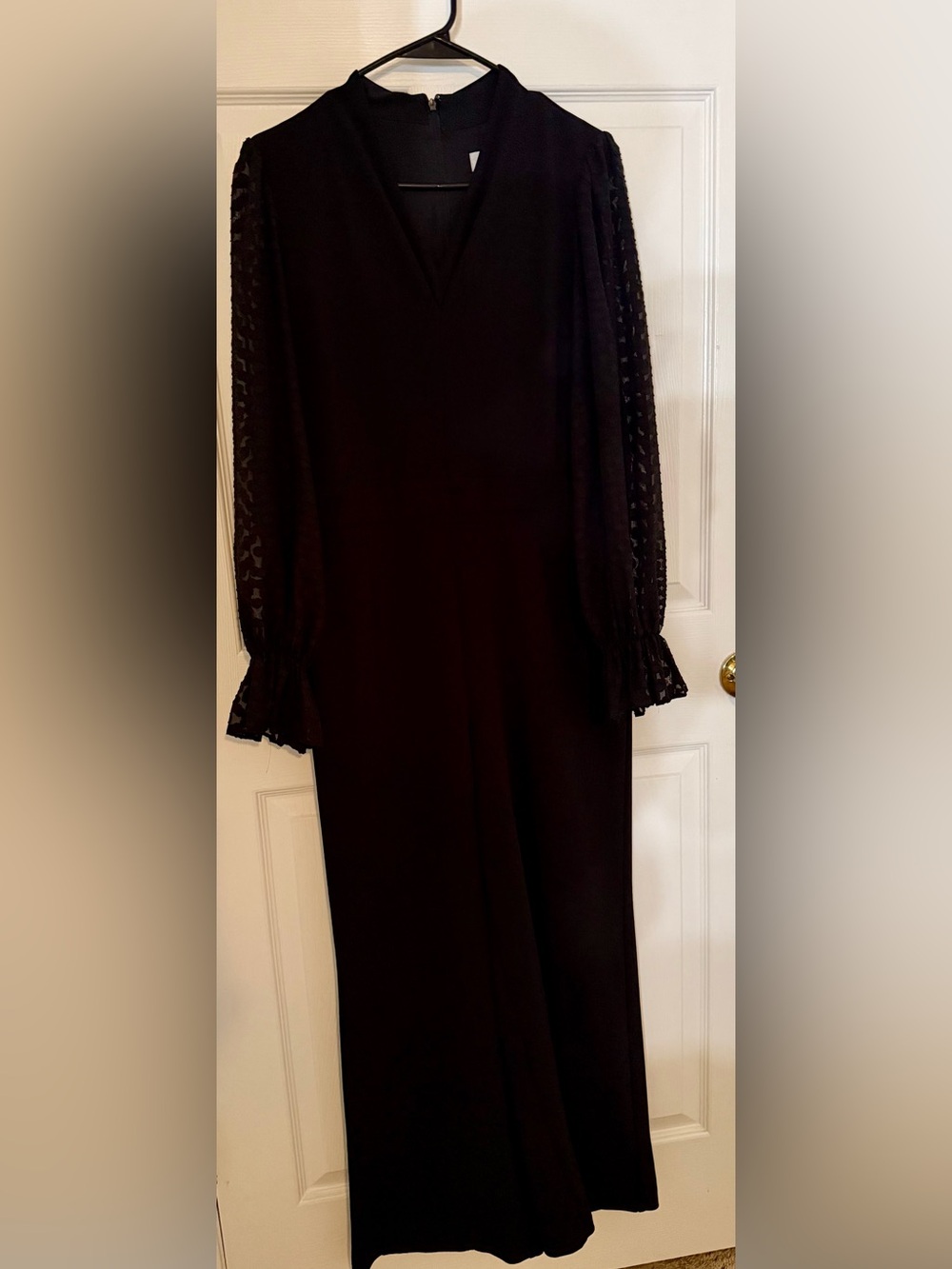 Shelby & Palmer Black Long Sleeve Lace-Sleeve Maxi Dress